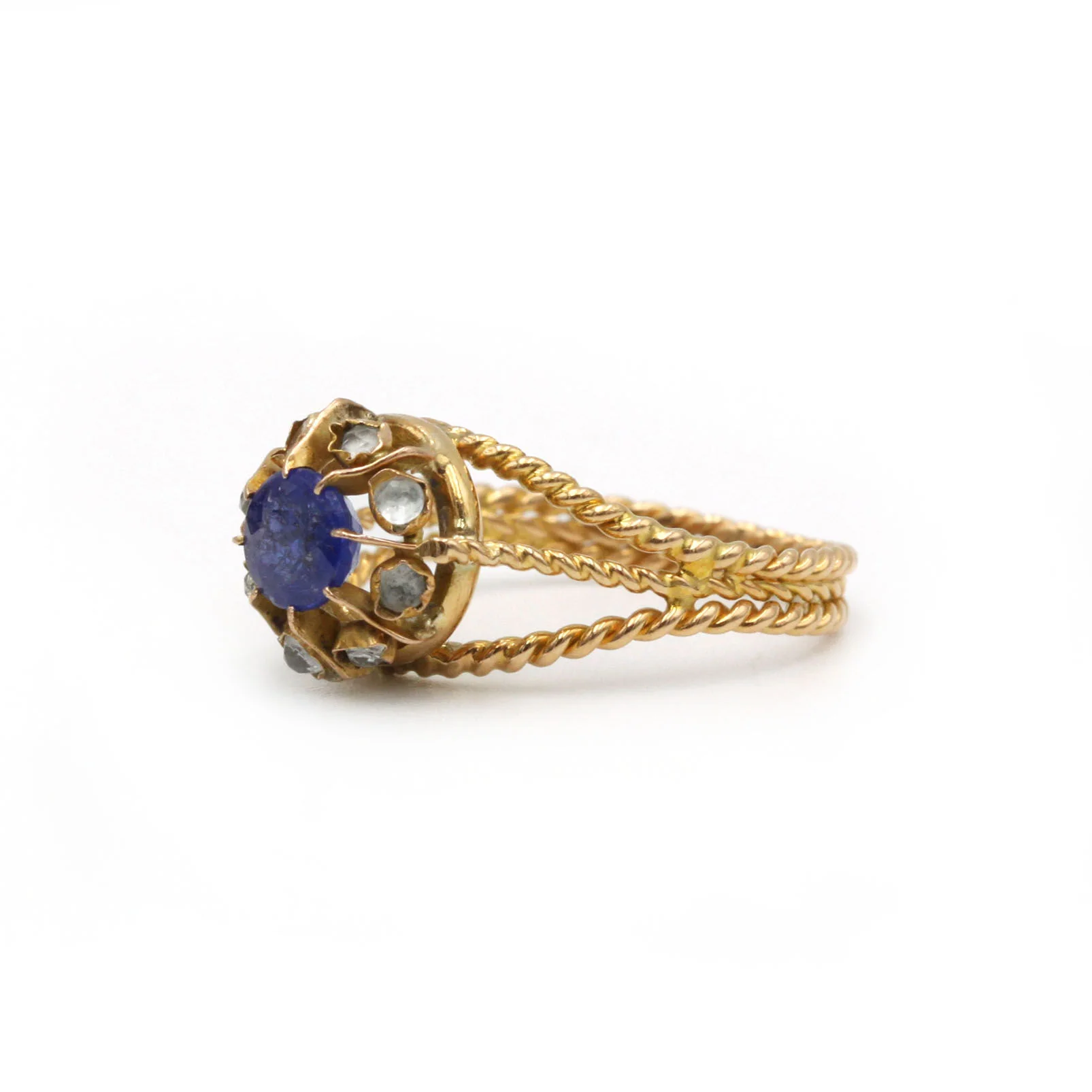 Bague - Or jaune, saphir et diamants - Image 3