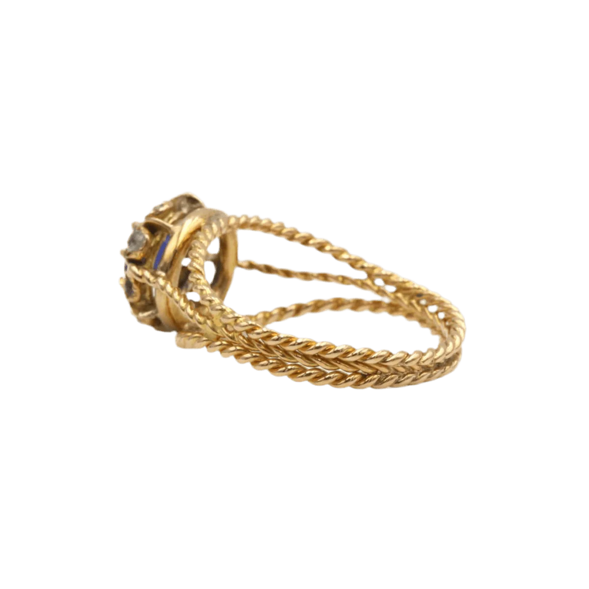 Bague en or jaune, saphir et diamants - Image 4