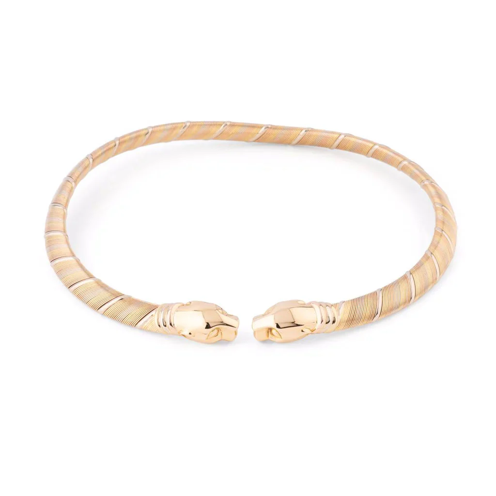 Collier Torque CARTIER "Têtes de panthère" en 3 ors