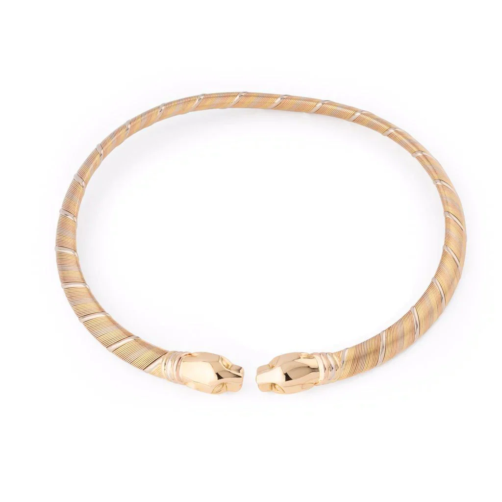 Collier Torque CARTIER "Têtes de panthère" en 3 ors - Image 5