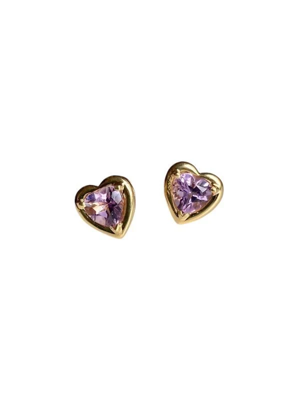 Boucles d’oreilles puces en or 18k en forme de cœur - Image 6
