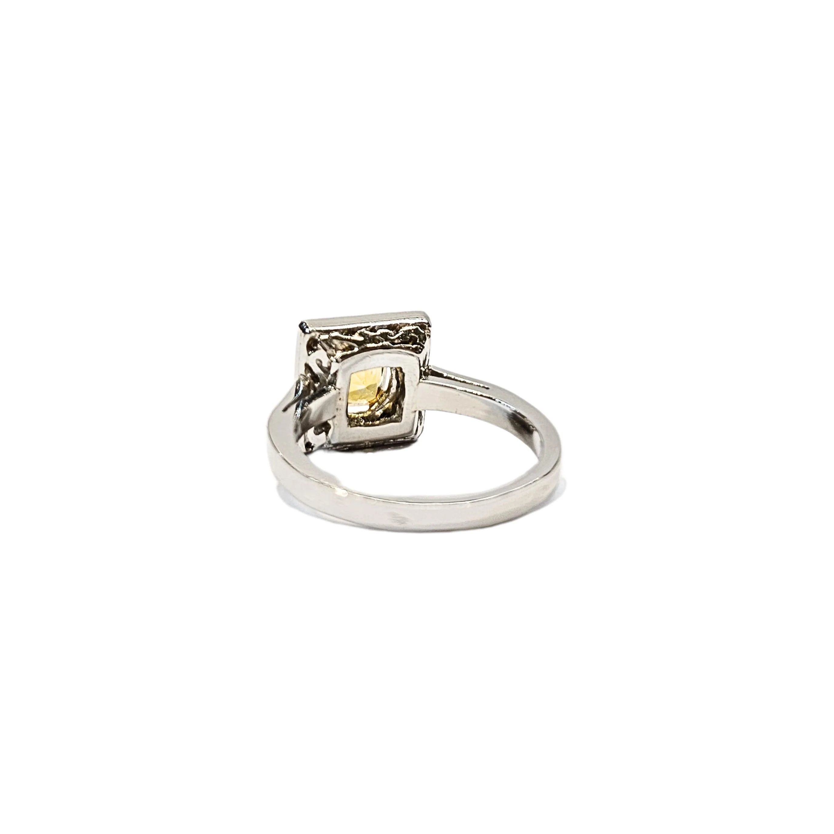 Bague en platine 850, diamants et saphir jaune naturels - Taille EU53 - Image 4
