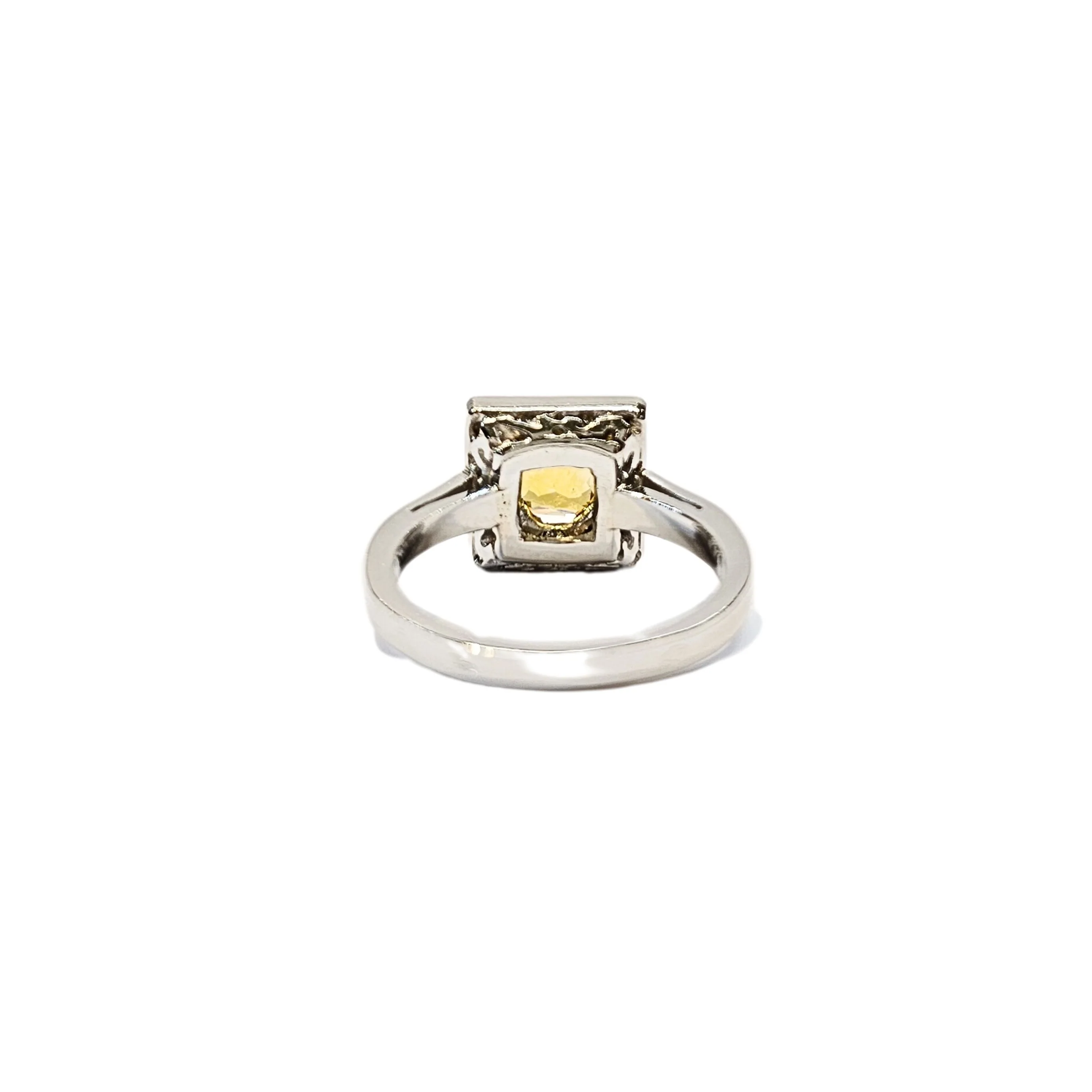 Bague en platine 850, diamants et saphir jaune naturels - Taille EU53 - Image 6