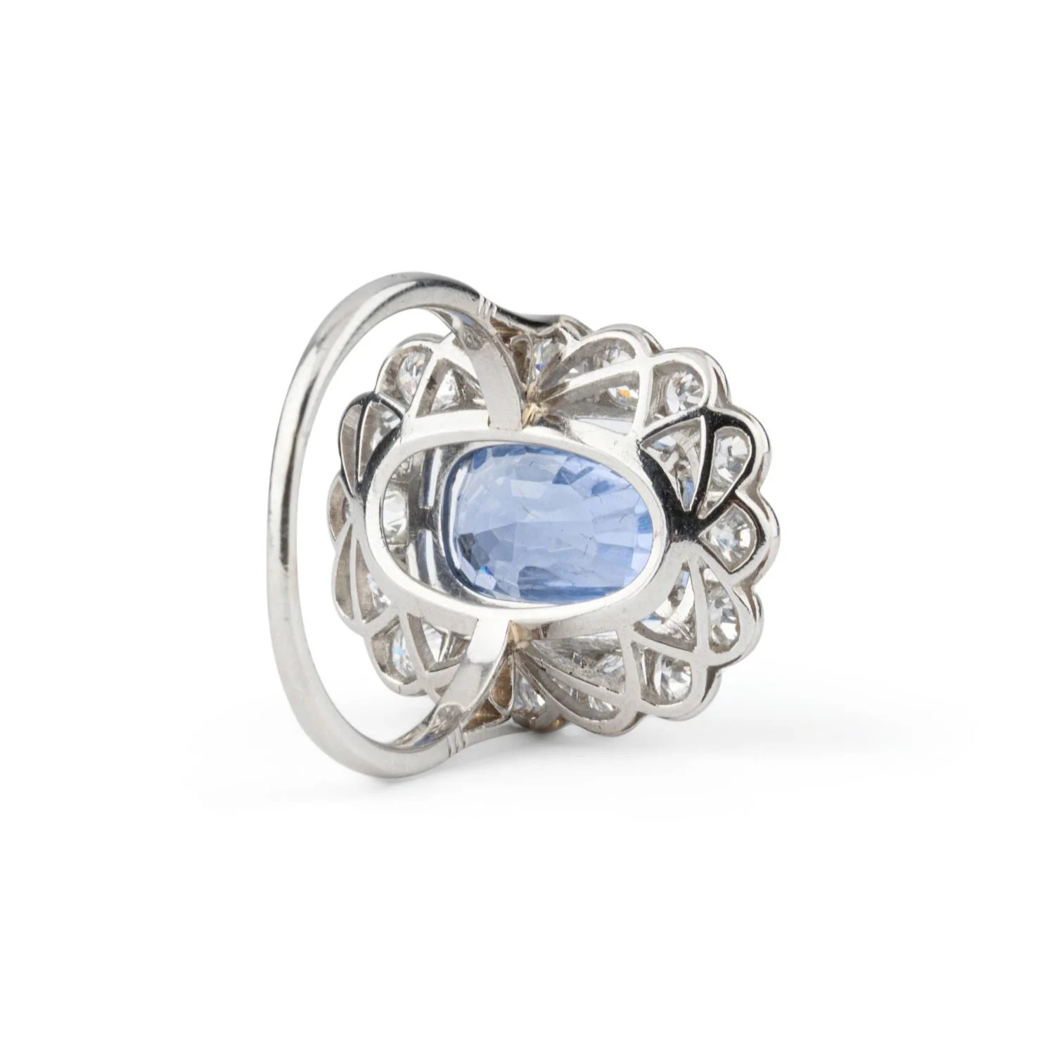 Bague Marguerite en platine, saphir et diamants - Image 6