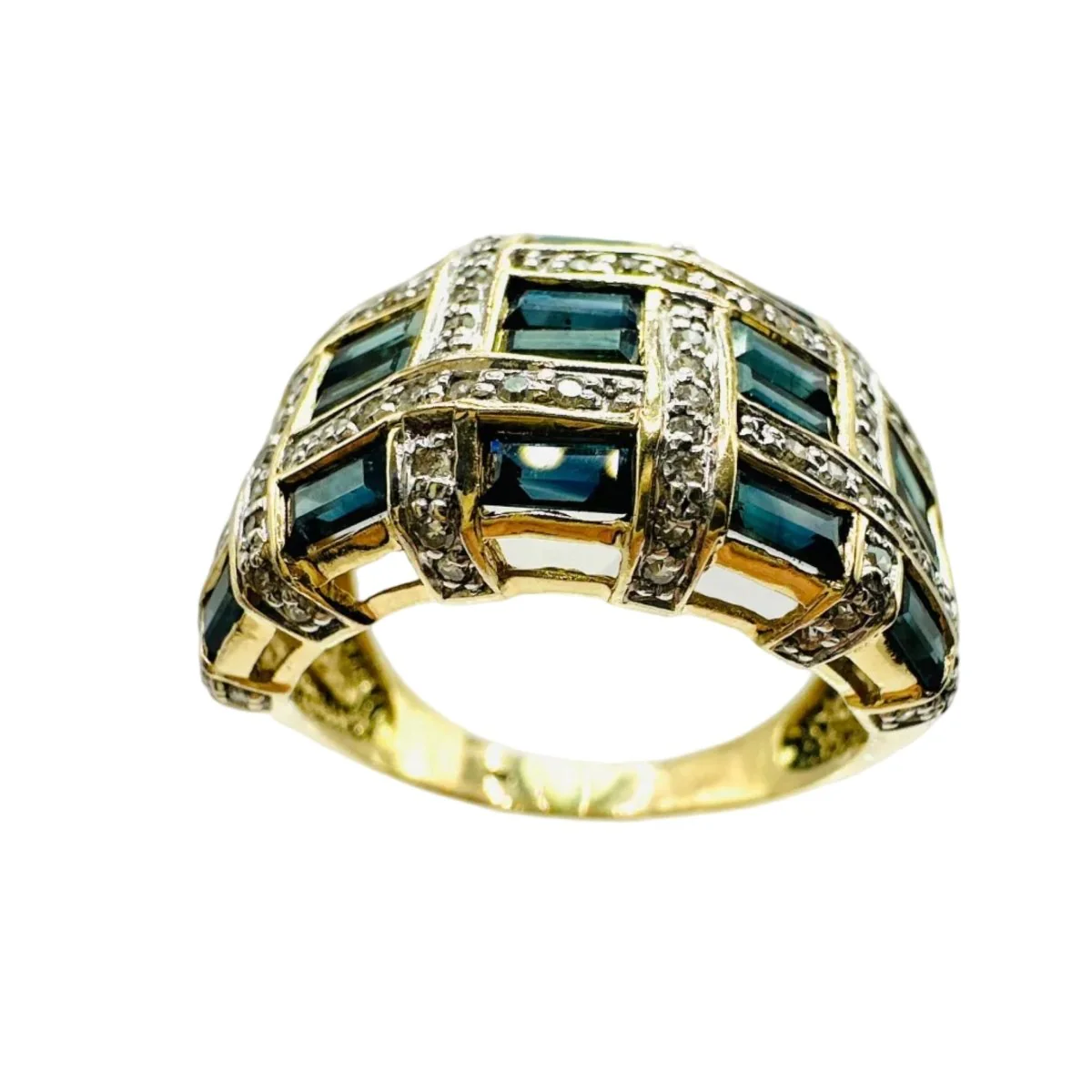Bague en or jaune, saphirs et diamants - Image 3