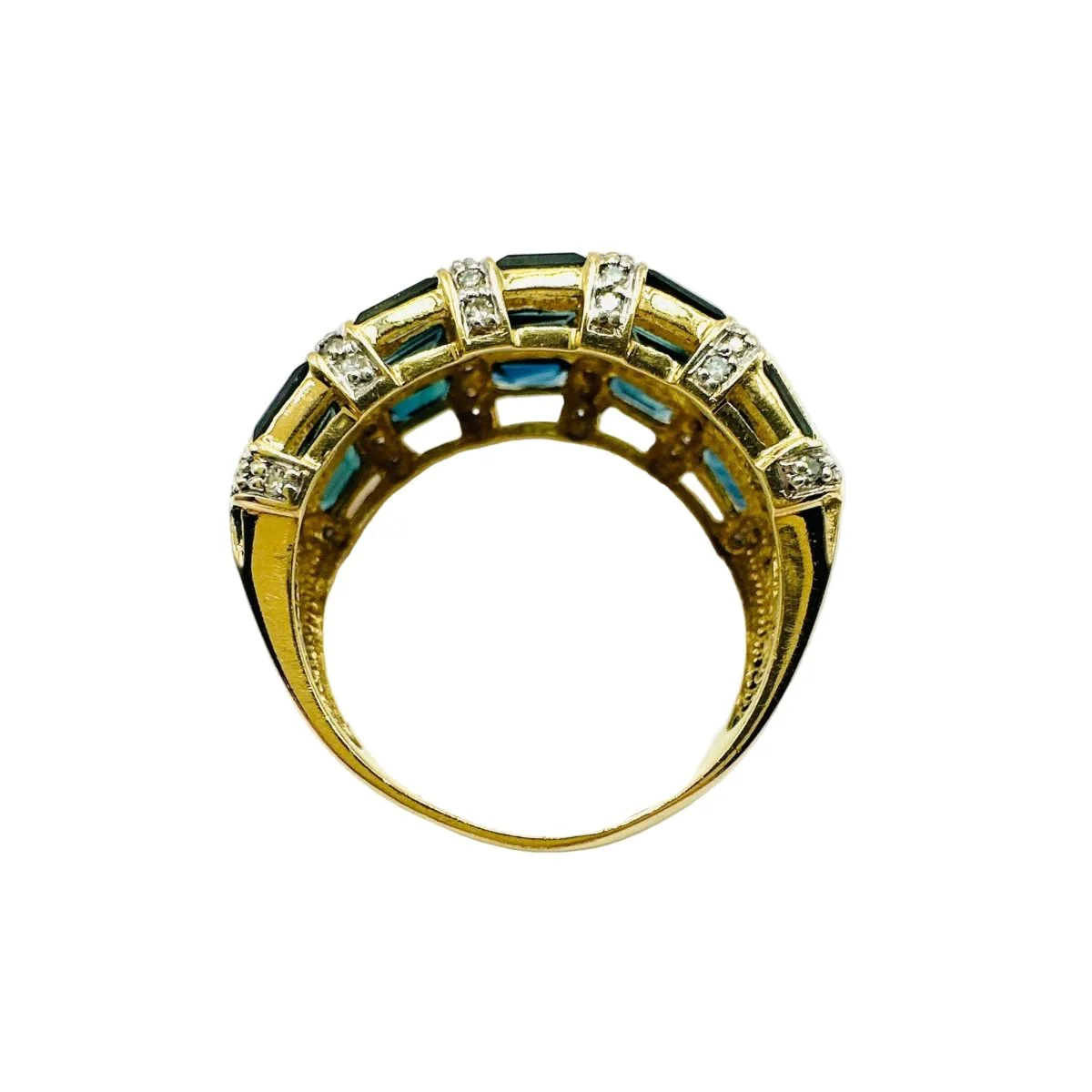 Bague en or jaune, saphirs et diamants - Image 4