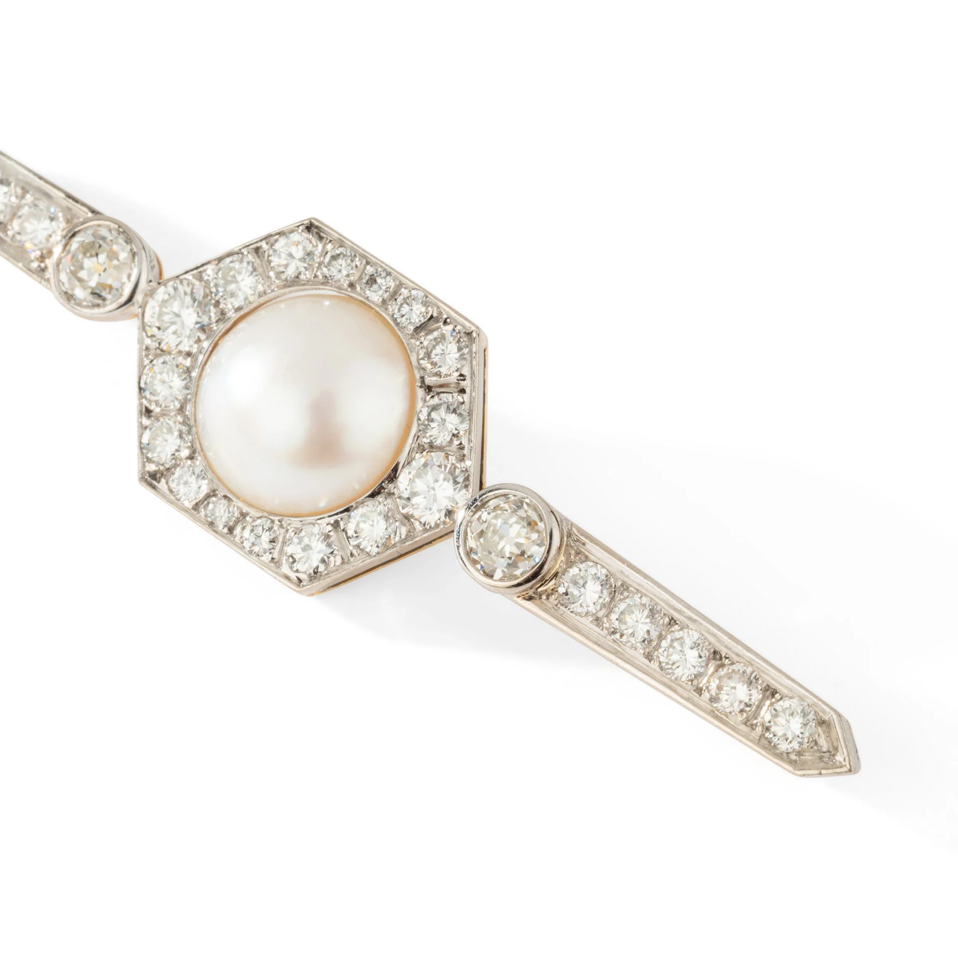 Broche Barrette perle et diamants - Image 4