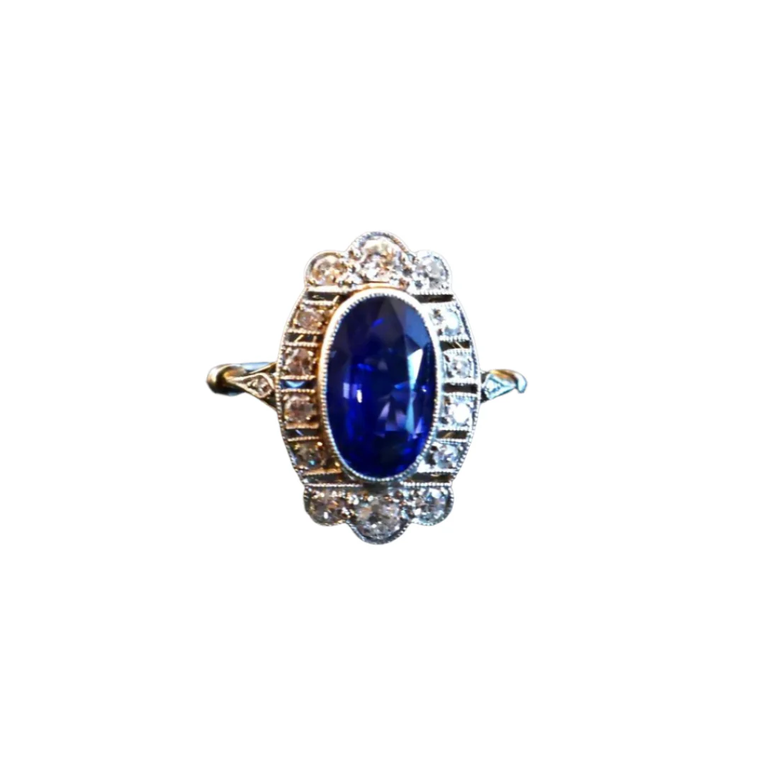 Bague Art Déco en or blanc, saphir et diamants - Image 5