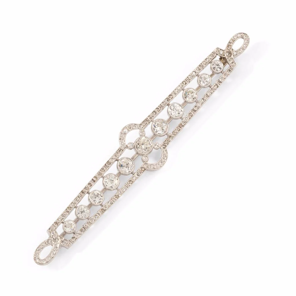 Broche barrette Art déco en platine sertie de diamants - Image 3