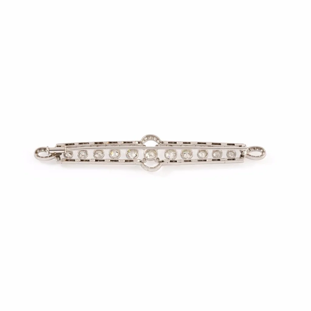 Broche barrette Art déco en platine sertie de diamants - Image 4