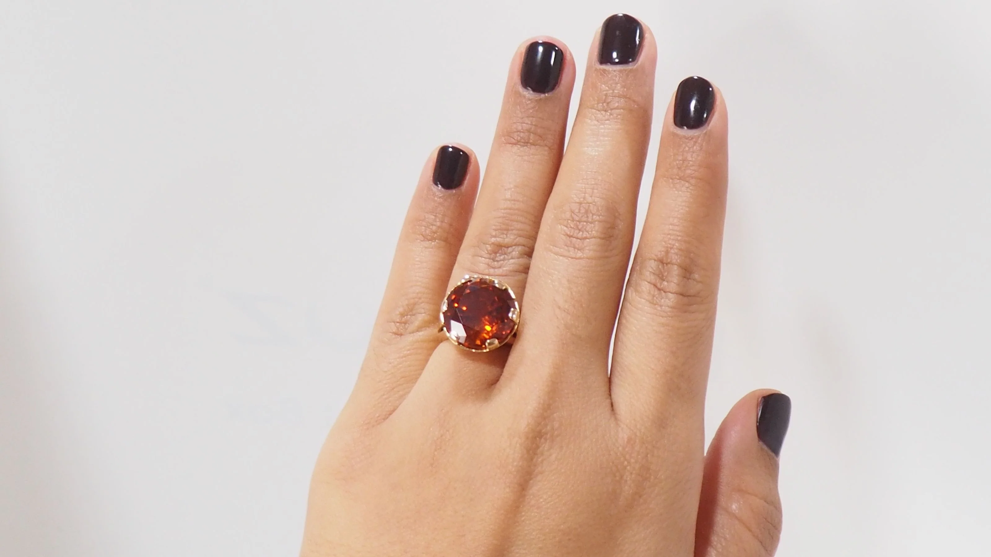 Bague vintage en or rose et saphir orange - Image 7