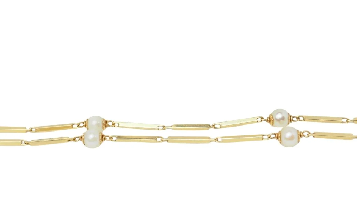 Collier Maille en or jaune et perles de culture - Image 4