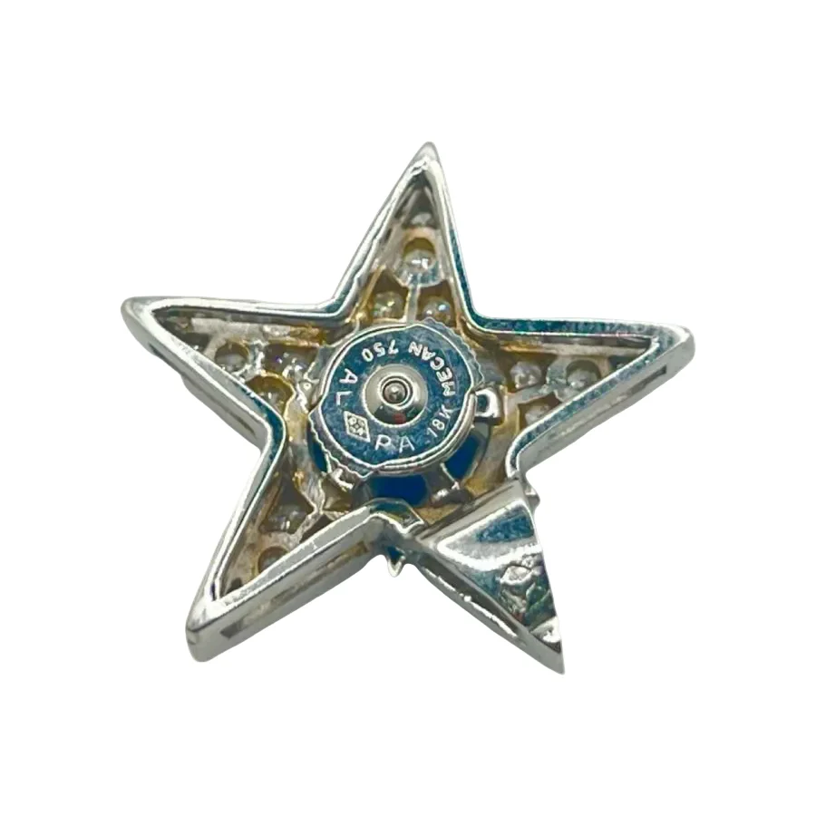 Broche Boucles d'oreilles en or blanc, saphirs, et diamants - Image 2
