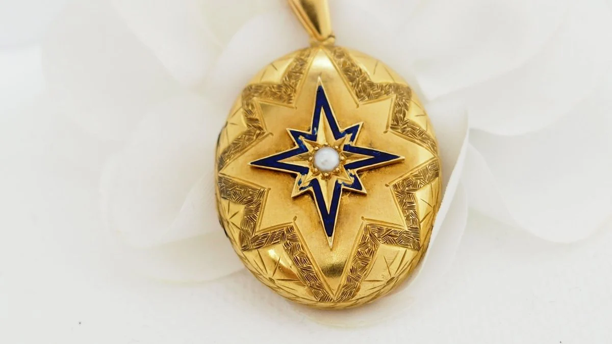Pendentif Porte Photo Email et Perle - Image 2