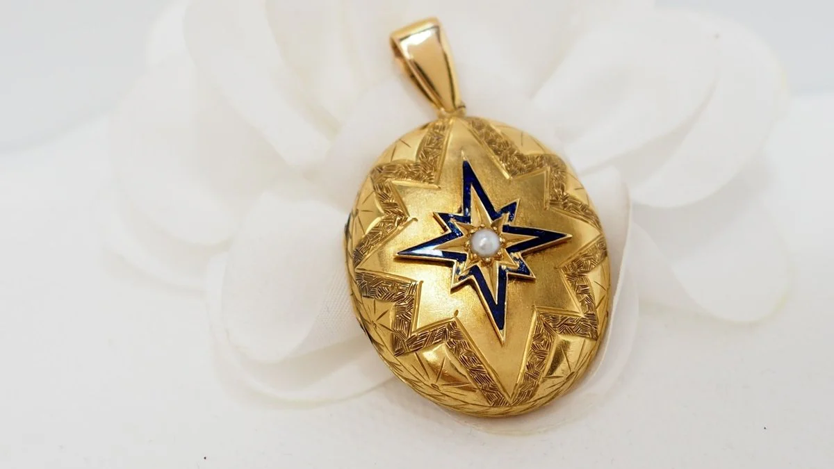 Pendentif Porte Photo Email et Perle - Image 5