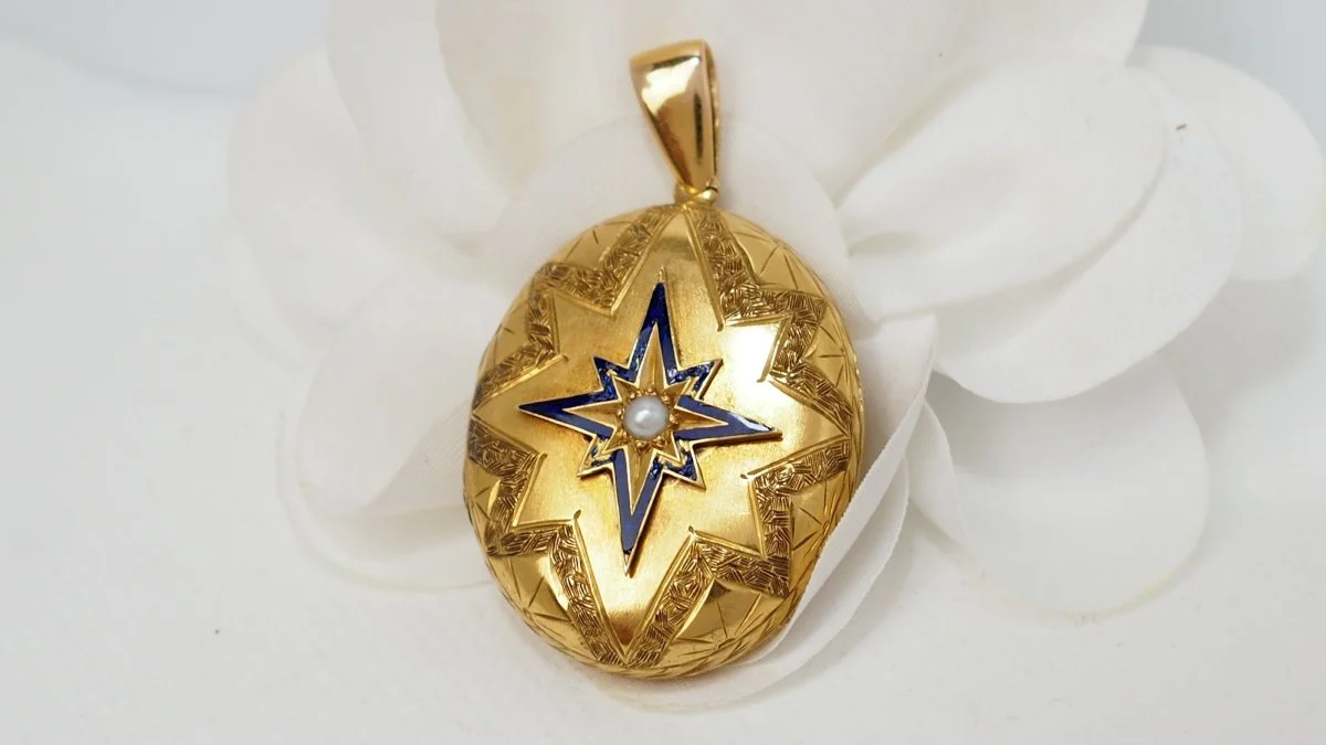 Pendentif Porte Photo Email et Perle - Image 6