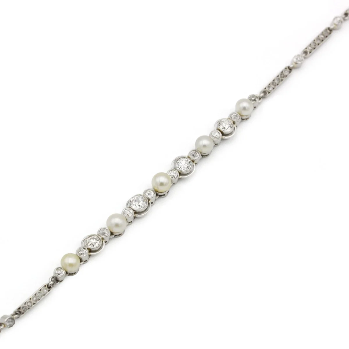 Bracelet - Platine, Diamants et Perles - Image 2