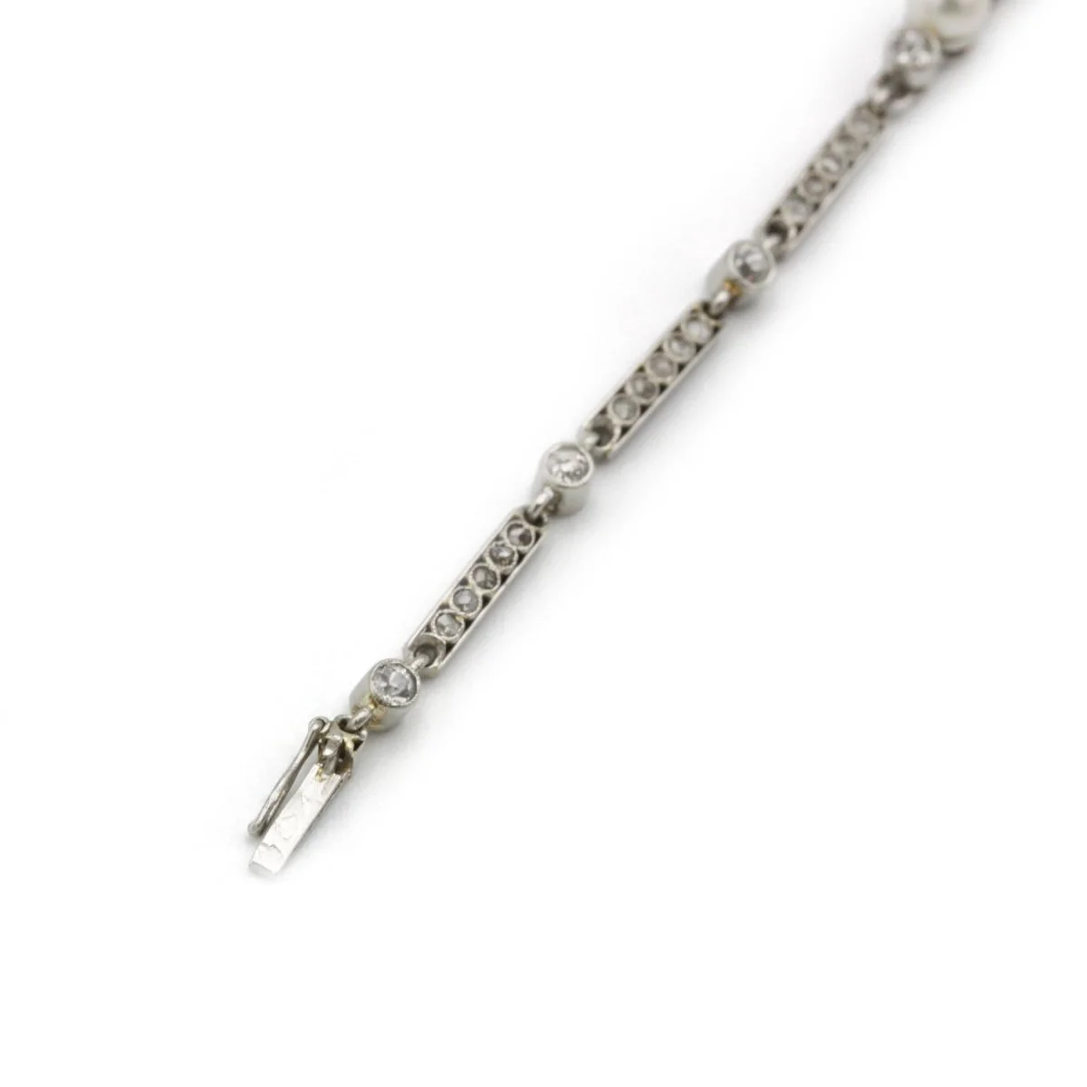 Bracelet - Platine, Diamants et Perles - Image 3