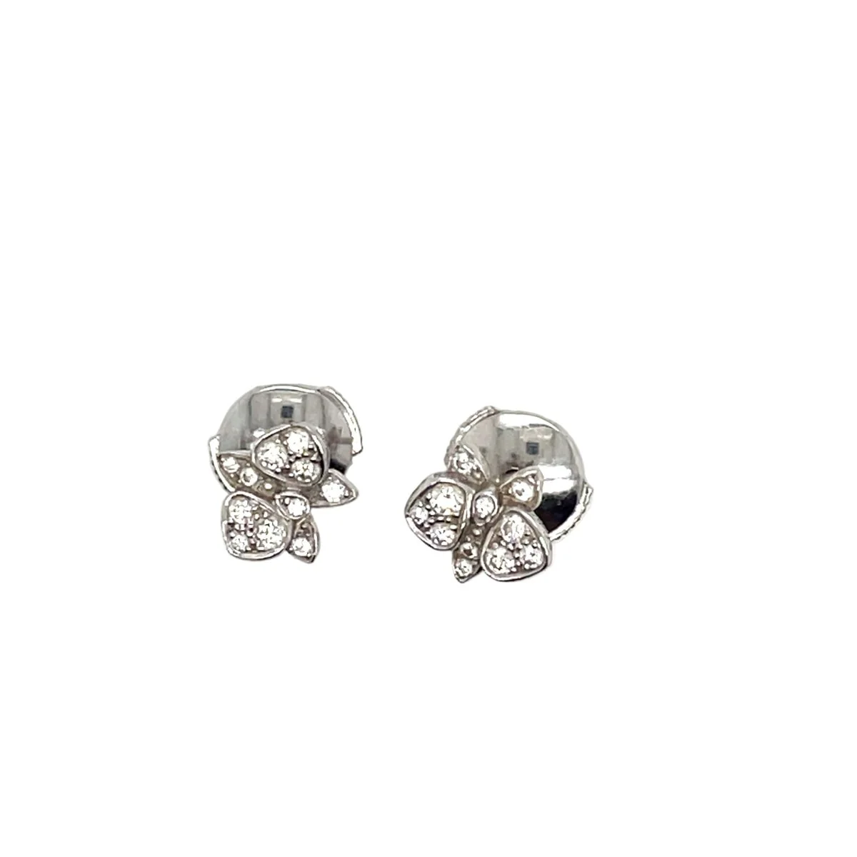 Boucles d'oreilles Puces CARTIER "Caresse d'orchidées" en or blanc et diamants