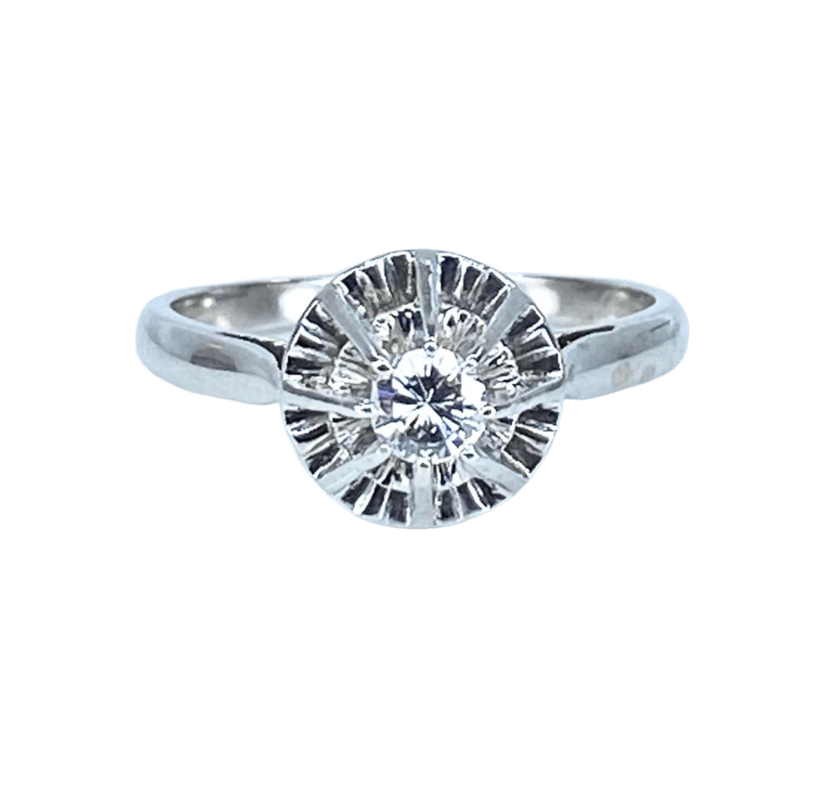 Bague Solitaire en or blanc, platine et diamant