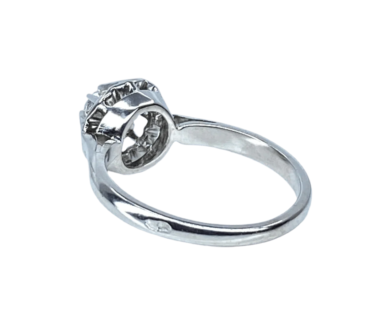 Bague Solitaire en or blanc, platine et diamant - Image 4
