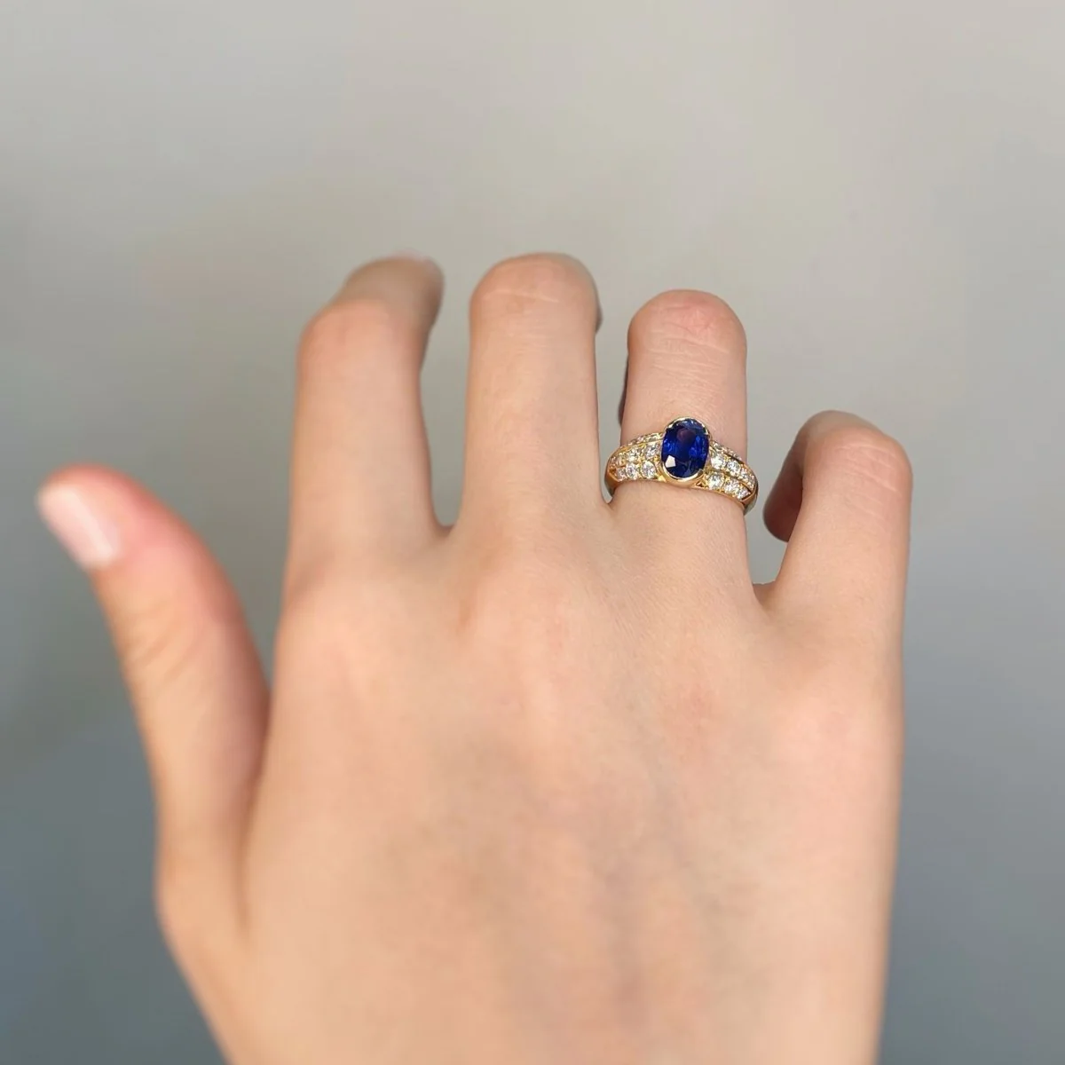 Bague - Or, Diamants & Saphir - Image 4