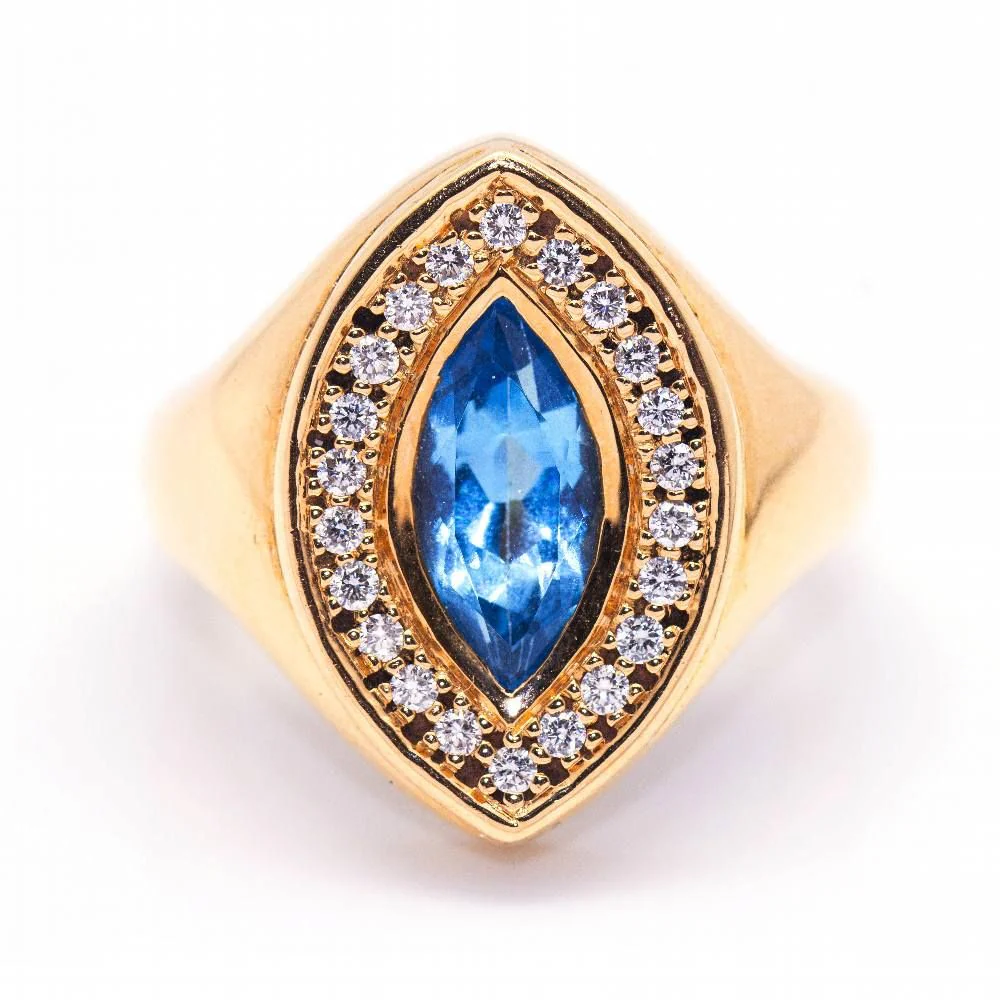 Bague marquise avec Topaze et Brillants - Image 2