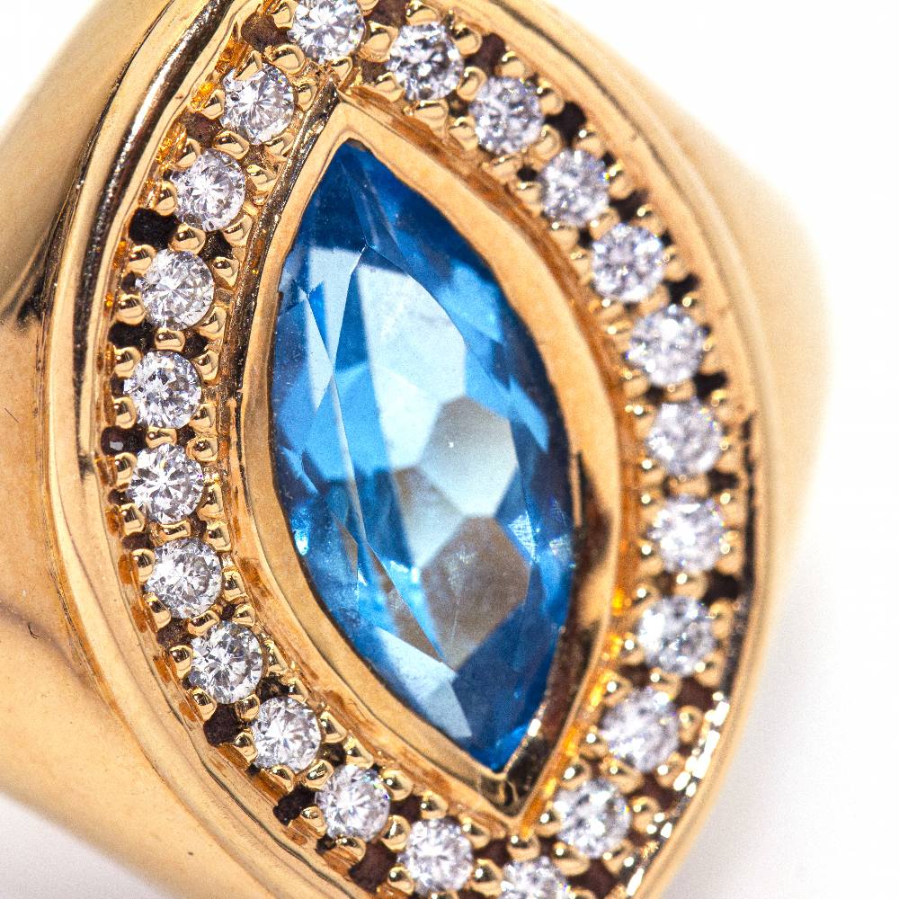 Bague marquise avec Topaze et Brillants - Image 4