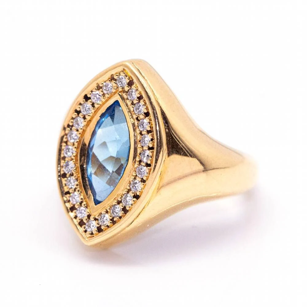 Bague marquise avec Topaze et Brillants - Image 5