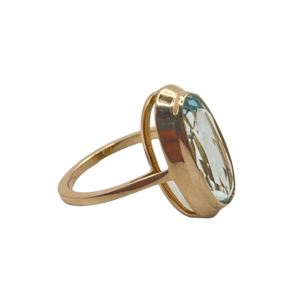 Bague en or rose et aigue-marine - Image 2