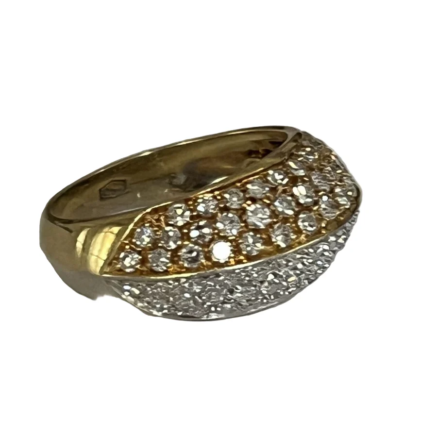 Bague Dôme en or jaune, or blanc et diamants - Image 3