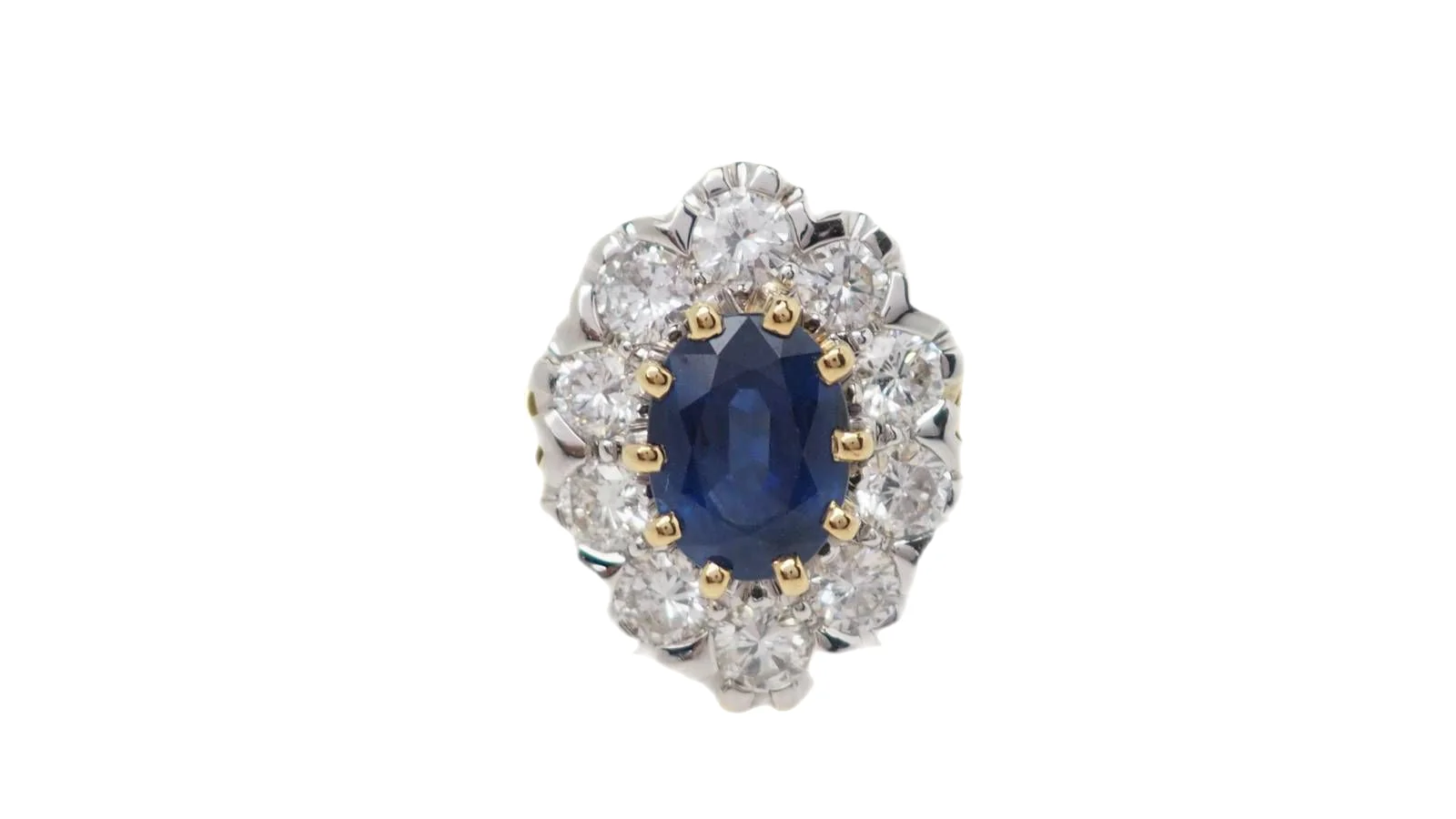 Bague Pompadour en or jaune, saphir et diamants