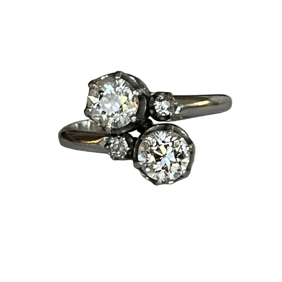 Bague Toi & Moi en or blanc et diamants