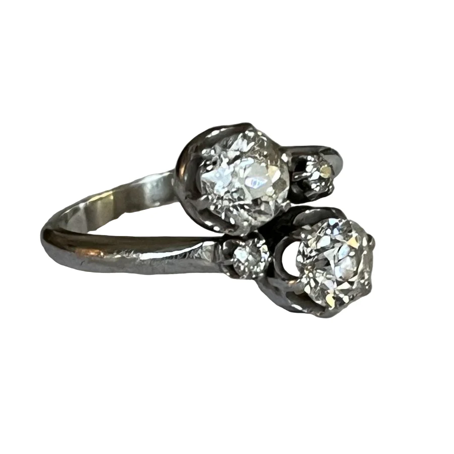 Bague Toi & Moi en or blanc et diamants - Image 3