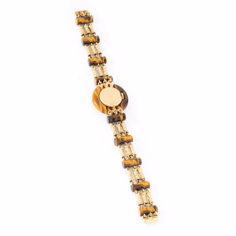 Montre BOUCHERON en or jaune, oeil de tigre et diamants - Image 4