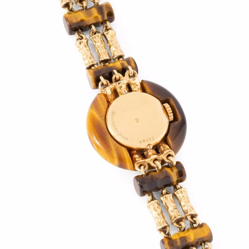 Montre BOUCHERON en or jaune, oeil de tigre et diamants - Image 5