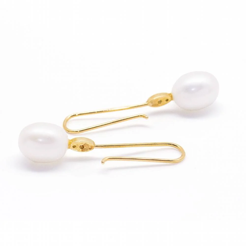 Boucles d'oreilles ovales en perles et diamants - Image 4