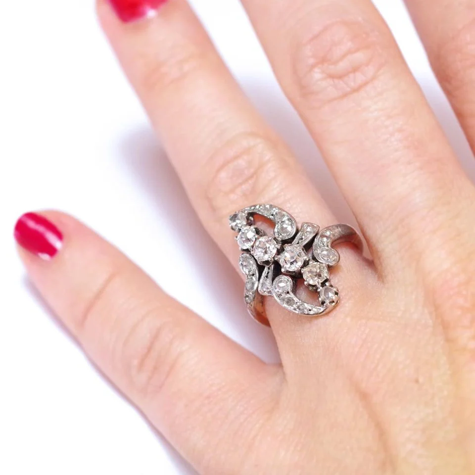 Bague Belle Epoque diamants en or - Image 4