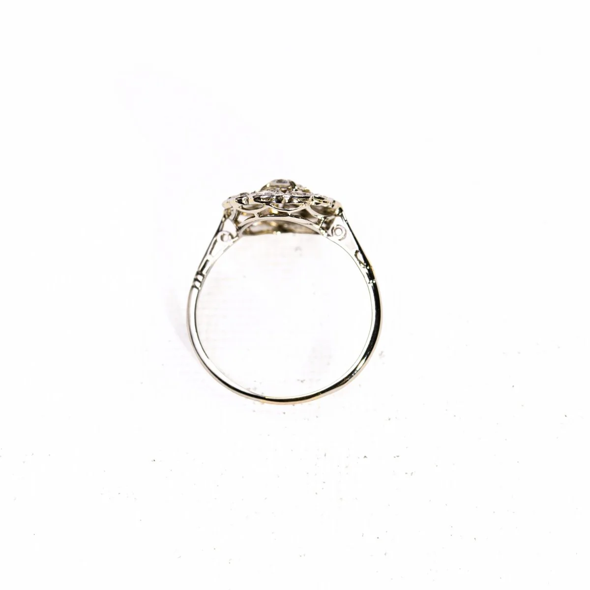 Bague marguerite ancienne diamants et or blanc - Image 3
