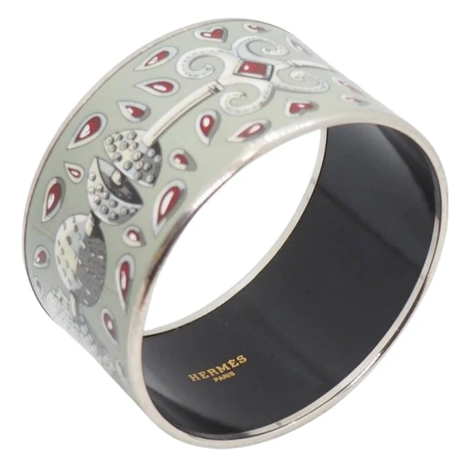 Bracelet Hermès manchette en métal argenté à décor - Image 4