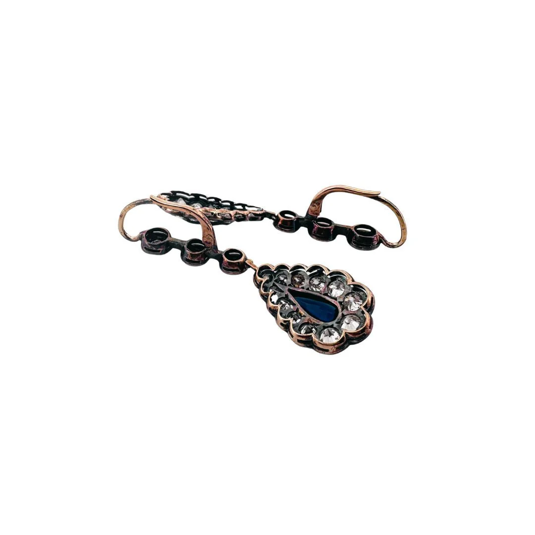 Boucles d'oreilles Dormeuses, saphirs et diamants - Image 2