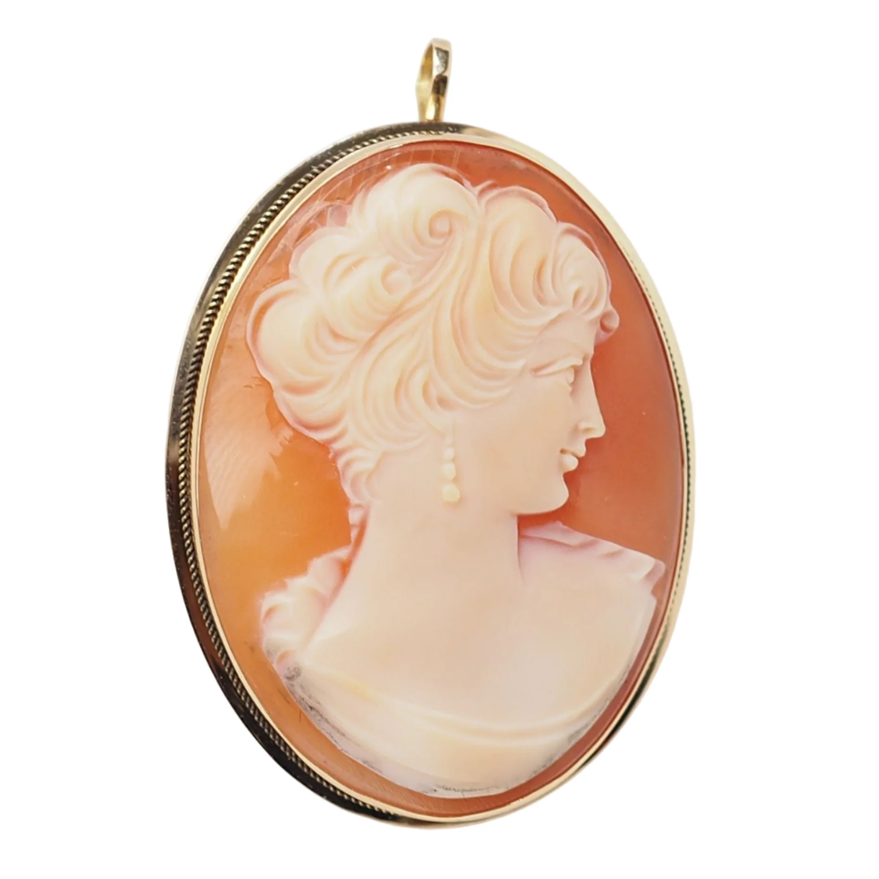 Broche Pendentif Camée en or jaune et coquillage - Image 2