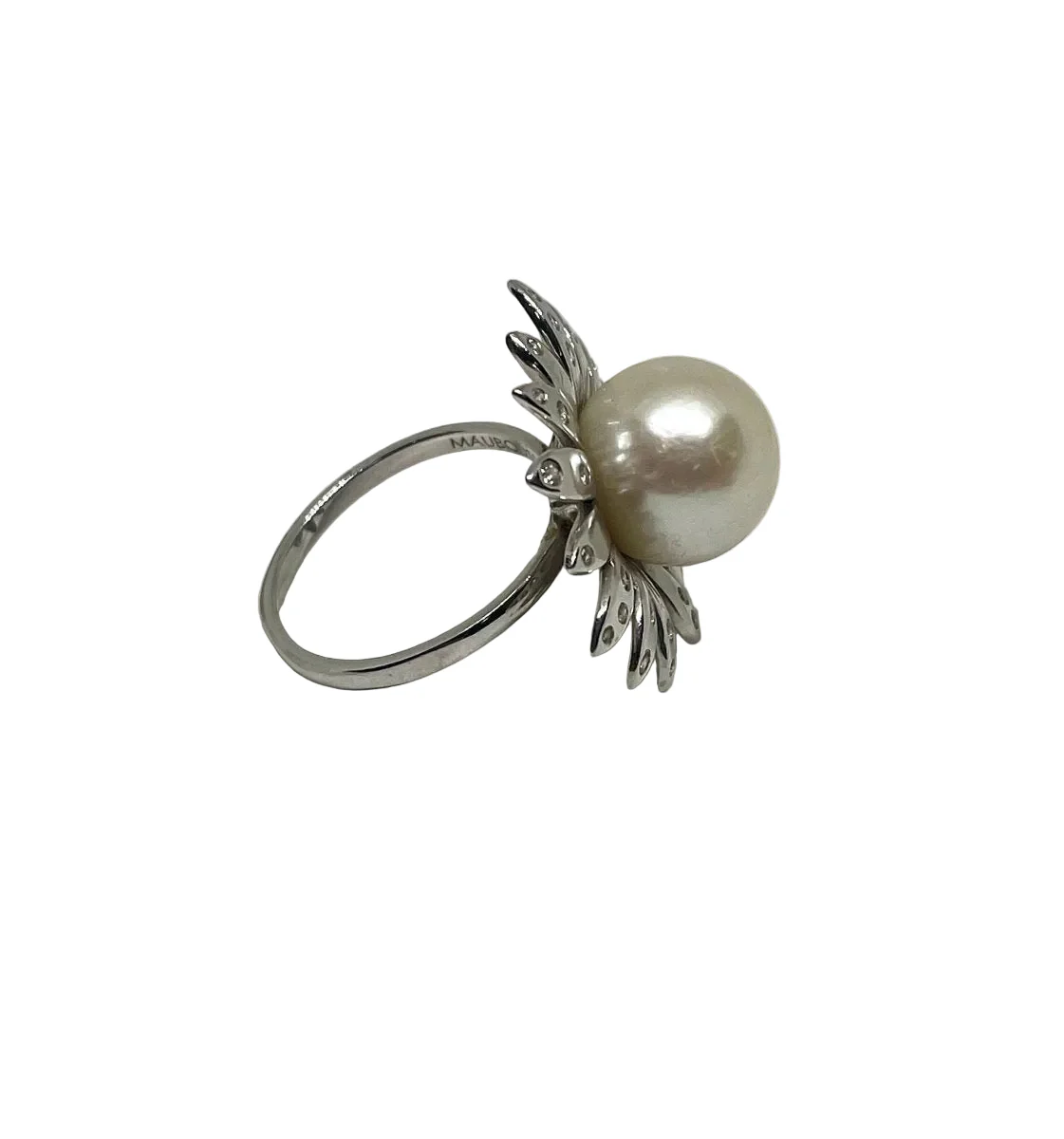 Bague Marguerite MAUBOUSSIN "Au café des 2 amours" en or blanc, perle et diamants - Image 4
