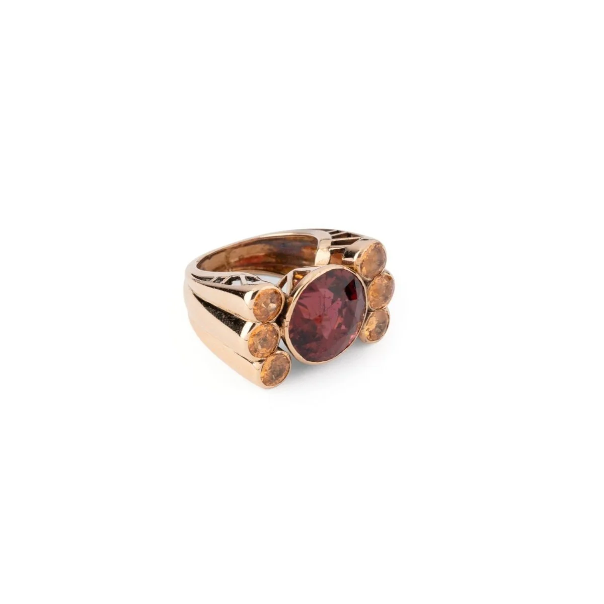 Bague "Giorgia" en or jaune, grenat et topazes - Image 3