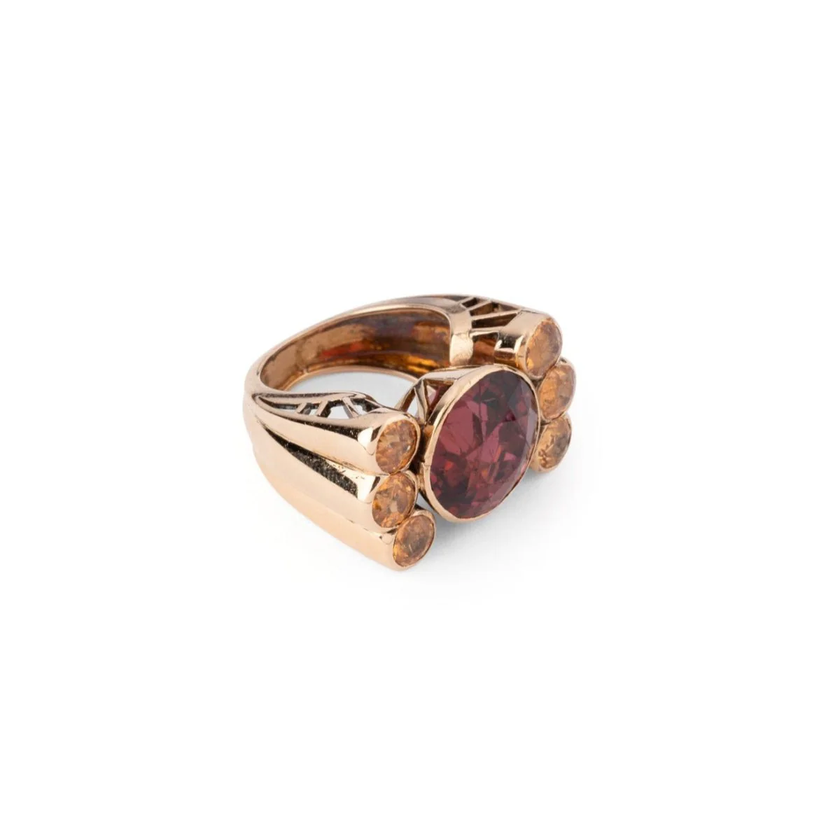 Bague "Giorgia" en or jaune, grenat et topazes - Image 4