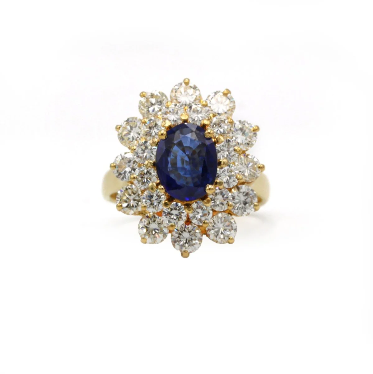 Bague Marguerite - Or jaune, Diamants & Saphir - Image 2