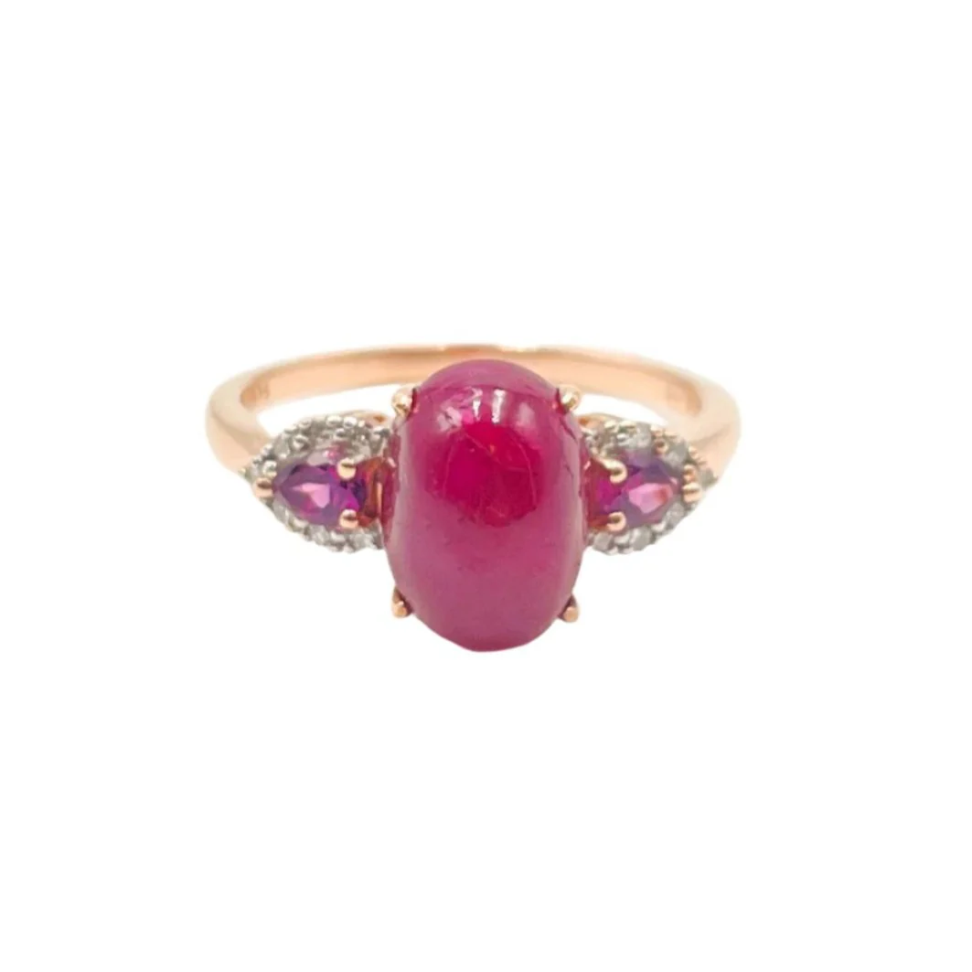 Bague rubis cabochon et grenats