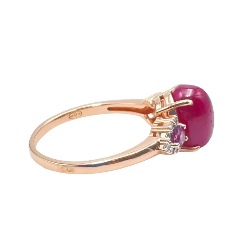 Bague rubis cabochon et grenats - Image 3