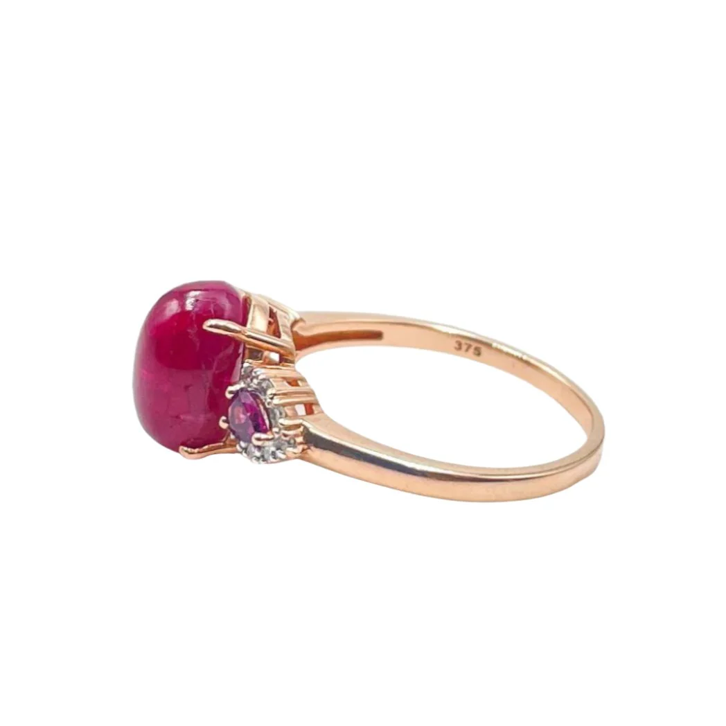 Bague rubis cabochon et grenats - Image 5