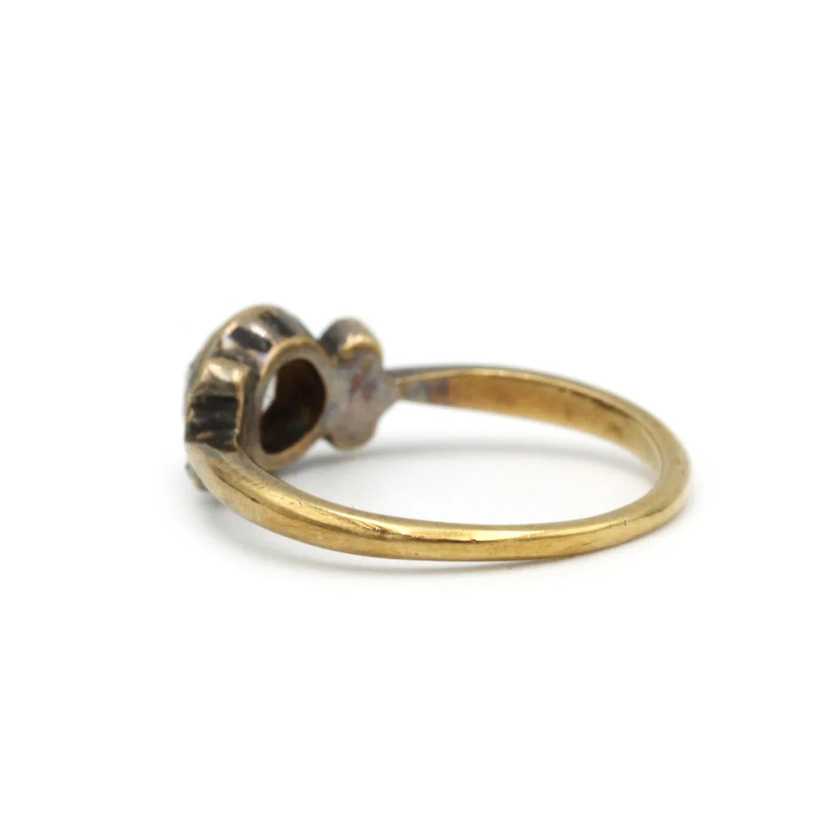 Bague ancienne Napoléon III solitaire - Or jaune 18K et diamants - Image 4